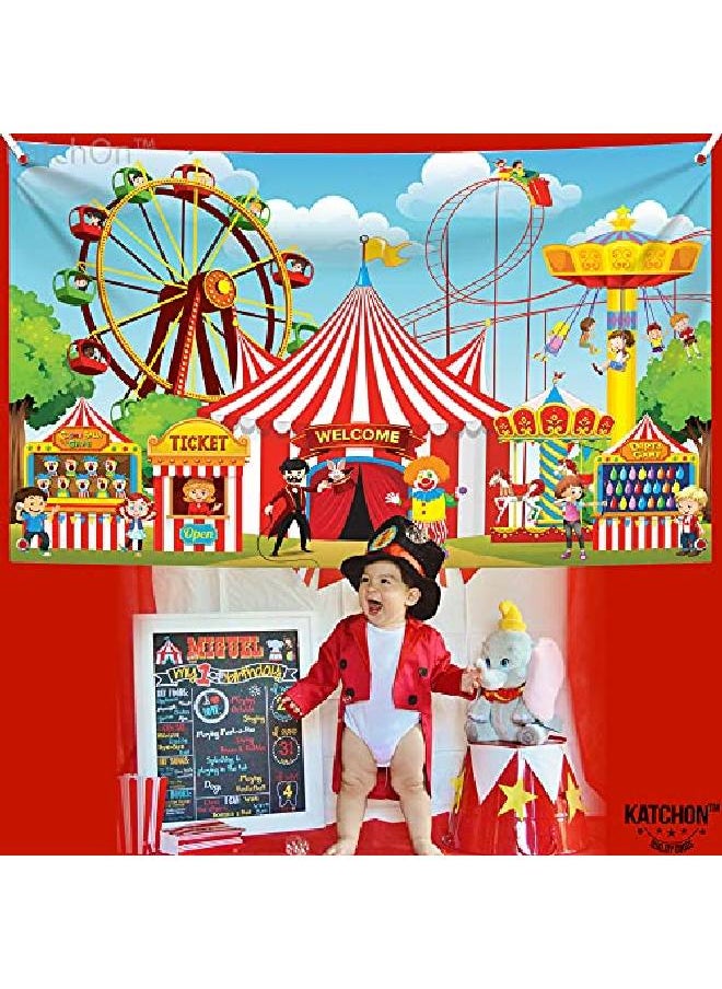 KATCHON - Carnival Banner For Carnival Party Decorations Large 72X44 Inch | Carnival Decorations For Birthday Party | Circus Theme Party Decorations | Carnival Decorations | Carnival Backdrops For Party - Image 1