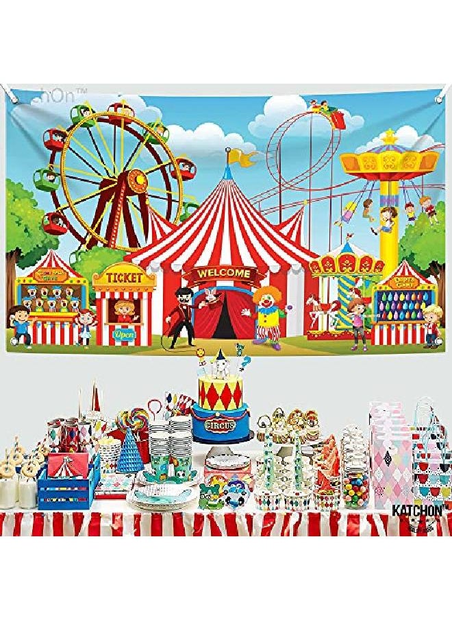 KATCHON - Carnival Banner For Carnival Party Decorations Large 72X44 Inch | Carnival Decorations For Birthday Party | Circus Theme Party Decorations | Carnival Decorations | Carnival Backdrops For Party - Image 1