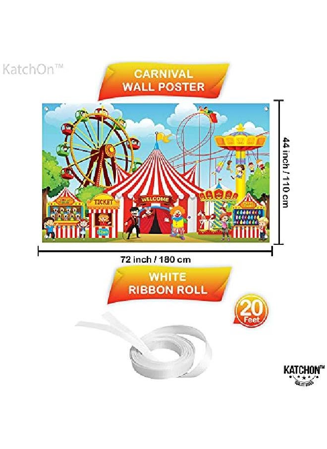 KATCHON - Carnival Banner For Carnival Party Decorations Large 72X44 Inch | Carnival Decorations For Birthday Party | Circus Theme Party Decorations | Carnival Decorations | Carnival Backdrops For Party - Image 1