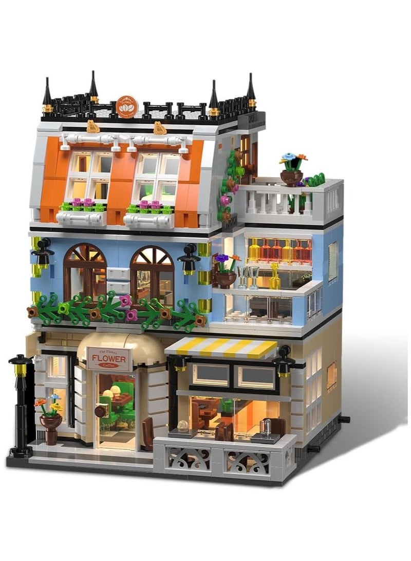 عام “مجموعة بلوكات فندق حديقة المدينة، لعبة بناء منزل شارع المدينة مع بطاريات LED، 1300 بلوك مصغر” - Image 1