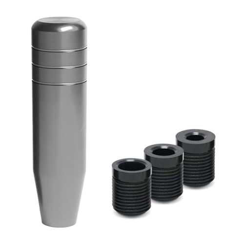 KITUREK 5 Gear Shifter Knob Universal Aluminum Alloy Car Weighted Gear Lever Metal Stick Shift Handle Shifter Knobs Retainer for Manual Automatic Vehicles with 3 Threaded Adapters Grey - Image 1