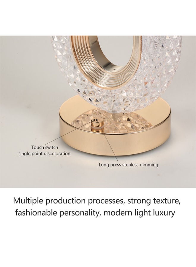 Touch Control Crystal Table Desk Lamp, 3-Way Dimmable Light, USB Rechargeable Crystal Diamond Table Lamp, Exquisite Night Stand Light Lamp Beside Lamp for Bedroom Living Room, Decorative Desk Lamp
