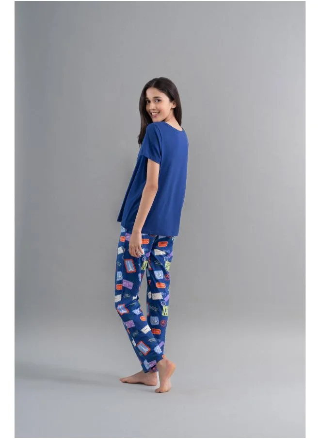 NeceSera Wanderlust Blue Modal Pajama Set
