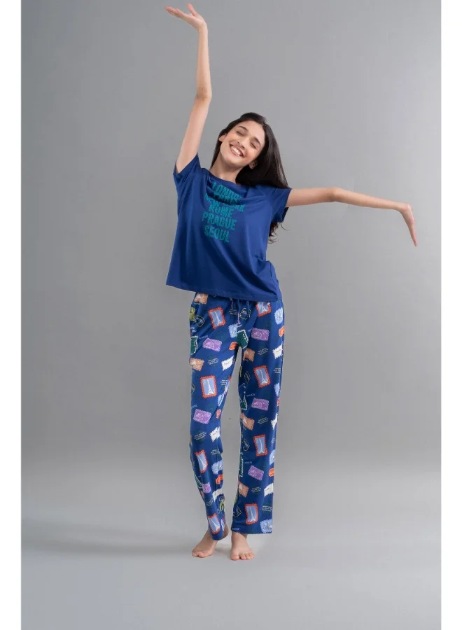 NeceSera Wanderlust Blue Modal Pajama Set