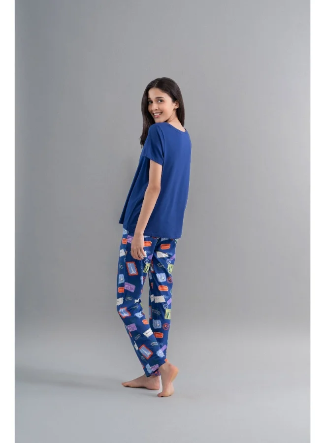 NeceSera Wanderlust Blue Modal Pajama Set