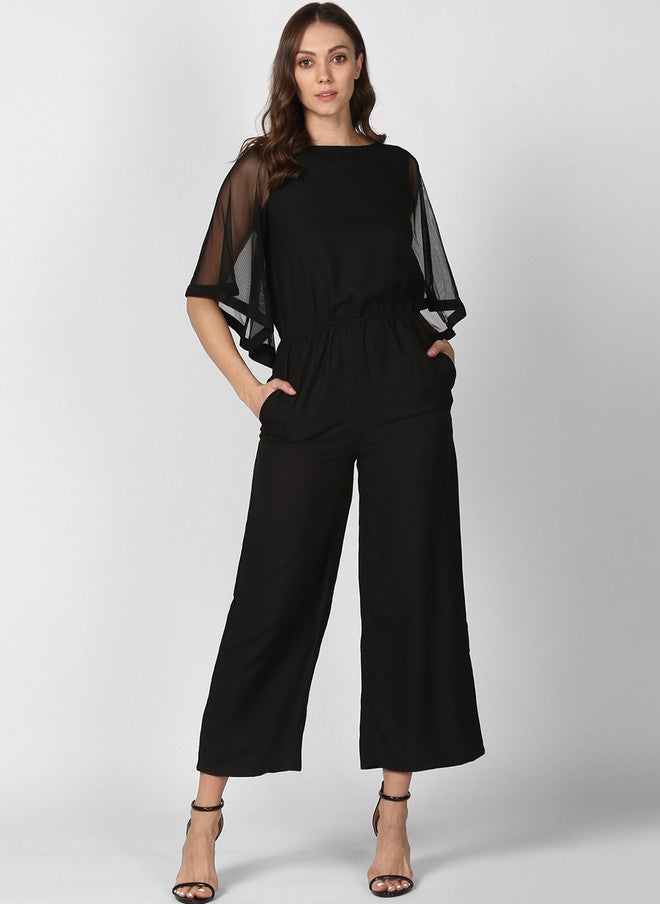 StyleStone جمبسوت أساسي أسود بسيط للنساء من ستايل ستون بأكمام قصيرة - Image 1