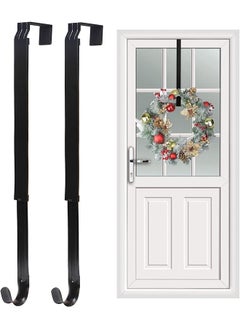 The Bros Adjustable Wreath Hanger for Front Door, 2 Pack Over The Door Wreath Hook Holder Extend from 14.5-23.5inch Wreath Door Hanger for Christmas Spring Wreath Decorations (Black)  - Image 1