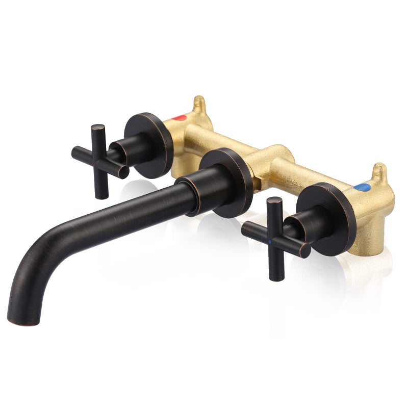 Oil Rubbed Bronze Bathroom Faucet ARCORA Wall Mount Bathroom Faucet 2 Handle Vanity Faucet Rough in Valve Included