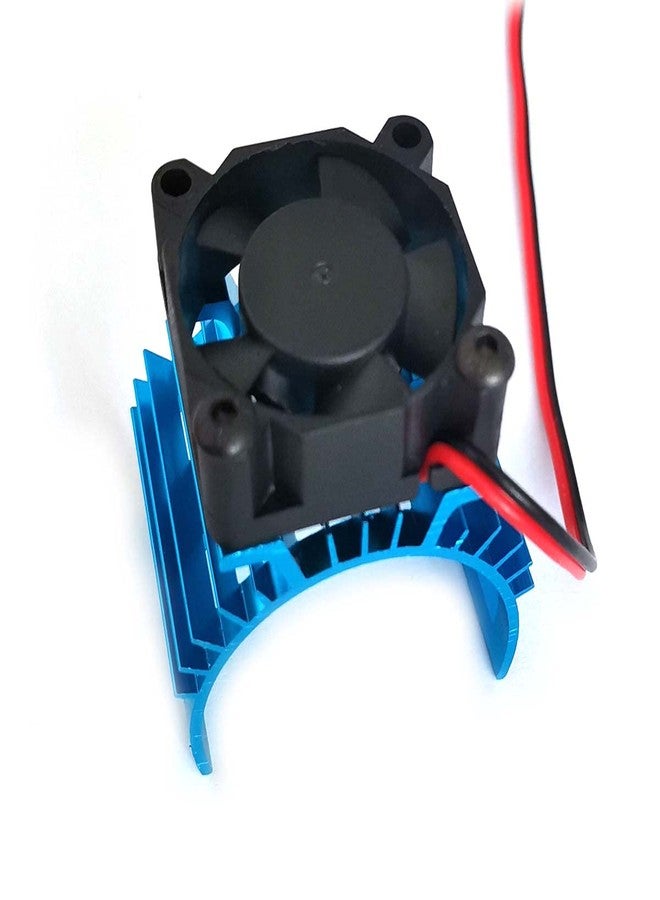 DEVMO Alloy Heat Sink Heatsink with 5V Cooling Fan for 1/10 Car 540 550 3650 Size Brushless Engine Motor Remote Control Car Truck Buggy Crawler Blue - Image 1