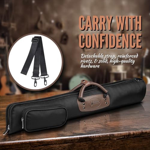 Flexzion Soprano Saxophone Case, Sax Gig Bag Backpack w/Strap, Pouch, Leather Handle, Music Instrument Storage, Lightweight, Water-Resistant & Shockproof for Wind Controller, Crampon Clarinet, Black, - Image 5