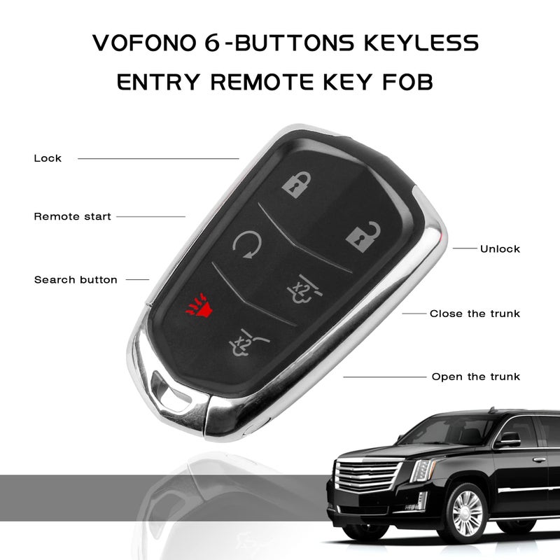 VOFONO Key Fob Keyless Entry Remote Fit for 2015 2016 2017 2018 2019 2020 Cadillac Escalade ESV FCC ID: HYQ2AB (315MHZ) - Image 3