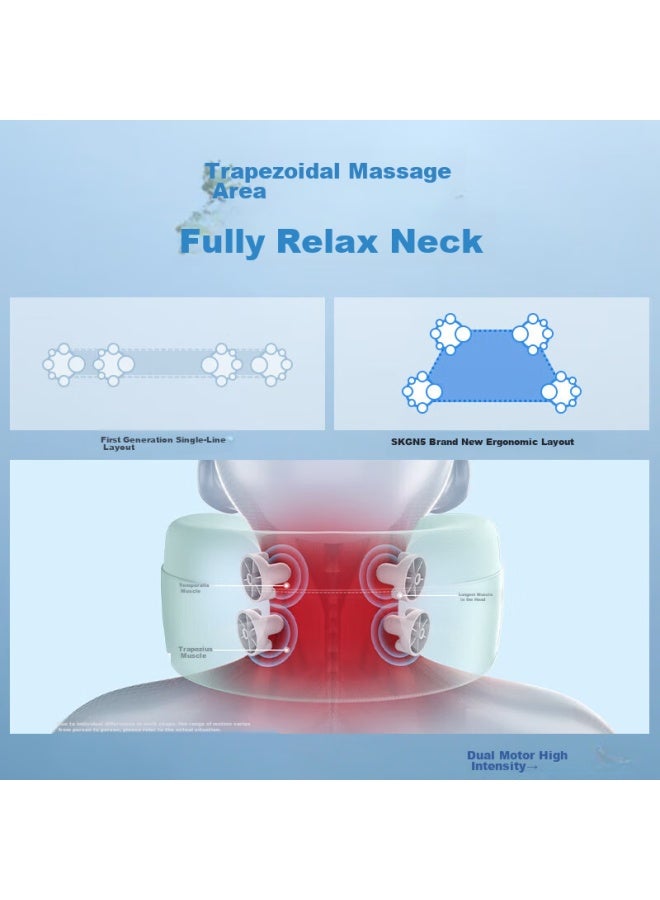SKG Skg Neck Massager N5 Sky Blue, Shoulder And Neck U-shaped Pillow, 3d Neck Support, Hot Compress Device, Free Hands, Practical Birthday Gift For Boyfriend Or Girlfriend  - Image 2