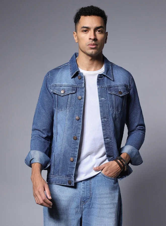 HIGH STAR Men Blue Denim Jacket