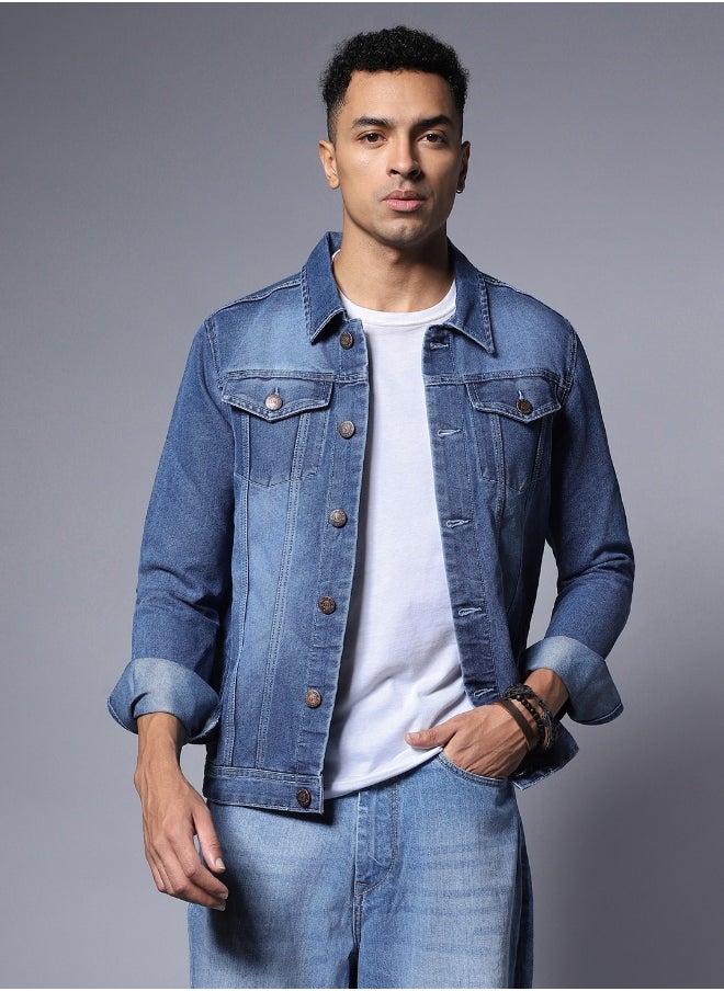 HIGH STAR Men Blue Denim Jacket  - Image 1