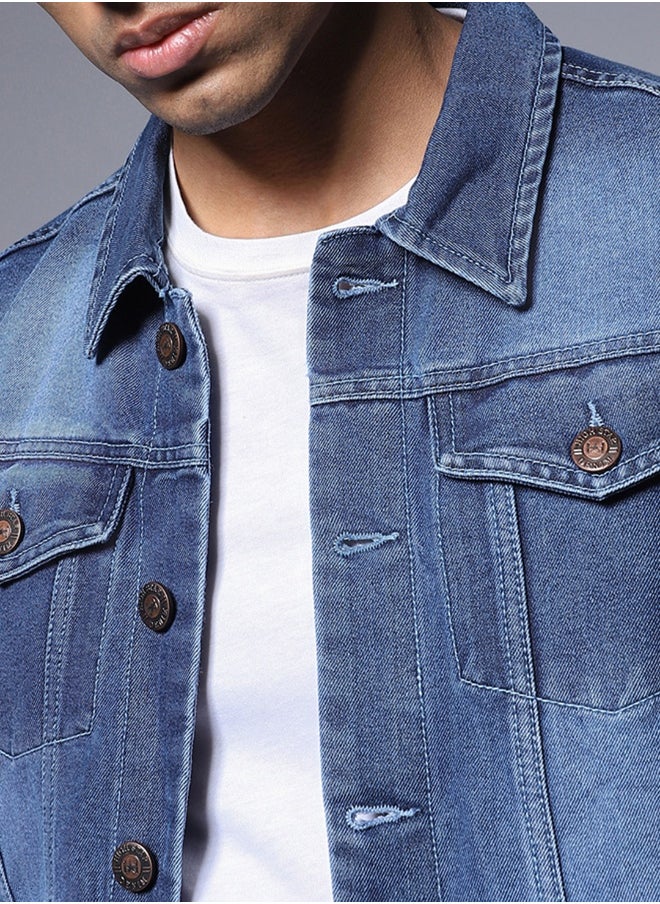 HIGH STAR Men Blue Denim Jacket  - Image 2