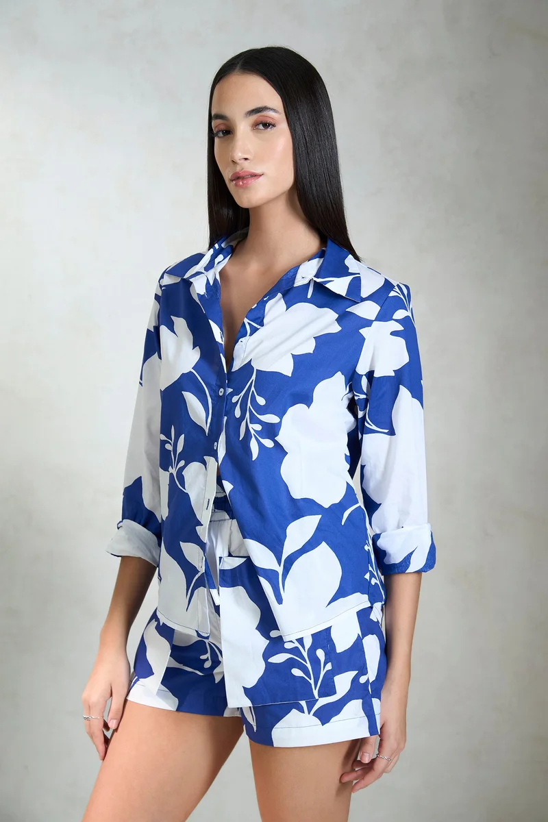 Virgio Cotton Printed Brunchwear Floral Regular Shirts for Women