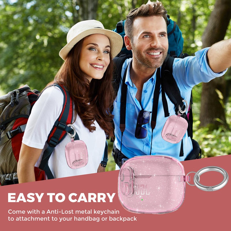 OTOPO Compatible with JBL Vibe 200TWS/JBL Vibe Beam/Beam 2 Case Cover Clear Lock Clip with Cleaner Kit, Transparent TPU Protective Cover Men Women with Carabiner for JBL Vibe Beam 2 Charging Case - Image 5