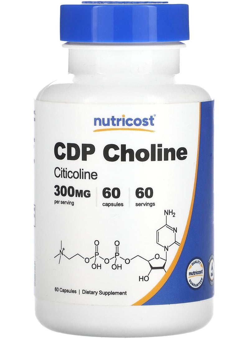 Nutricost كولين CDP، سيتكولين، 300 ملغ، 60 كبسولة