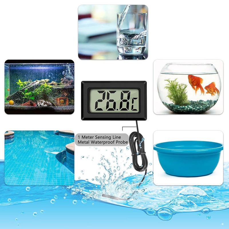 Thlevel 4x Digital LCD Thermometer Temperature Monitor with External Probe for Fridge Freezer Refrigerator Aquarium (2x Black 2x White) - Image 5