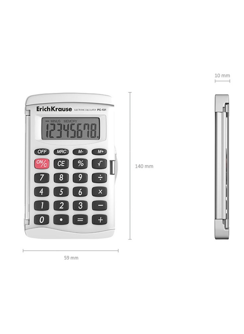 ErichKrause آلة حاسبة بحجم الجيب 8 أرقام مع غلاف بلاستيكي جسم أبيض - Image 5