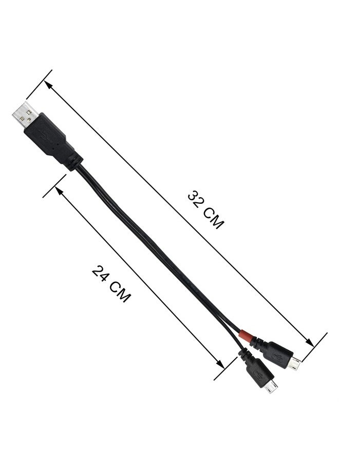 PNGKNYOCN - 12 Inch Micro USB Splitter Cable USB 2.0 Type A Male to Dual Micro USB Male Y Data Charge Connector Adapter Cable - Image 1