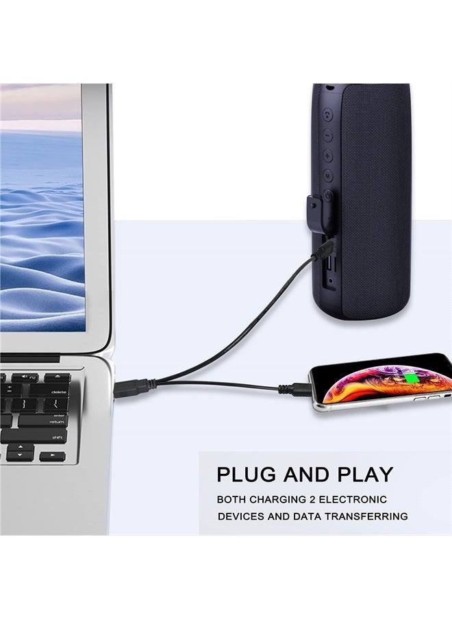 PNGKNYOCN - 12 Inch Micro USB Splitter Cable USB 2.0 Type A Male to Dual Micro USB Male Y Data Charge Connector Adapter Cable - Image 1
