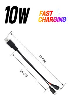 12 Inch Micro USB Splitter Cable USB 2.0 Type A Male to Dual Micro USB Male Y Data Charge Connector Adapter Cable