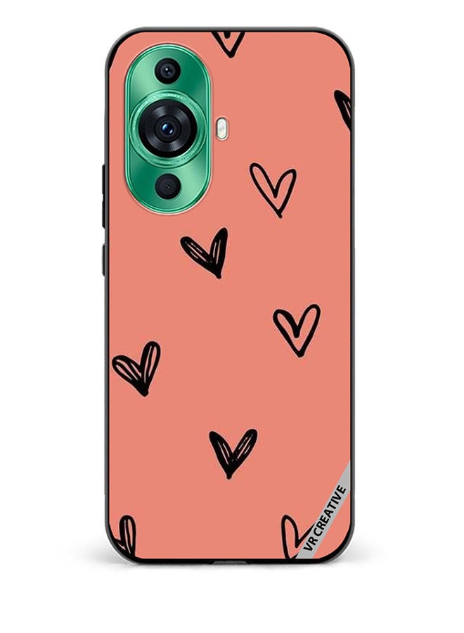 VR CREATIVE Protective Case Cover For Huawei nova 11 Flying Hearts Sketch Design Multicolour - Image 1