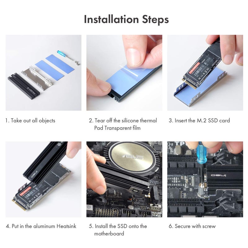 ineo M.2 heatsink 2280 SSD with Thermal Silicone pad for PC / PS5 M.2 PCIE NVMe SSD [M16] - Image 4