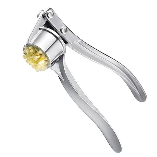 BLLUEX Stainless Steel Hand Press Garlic Crusher for Kitchen Cooking | Multi-Function Manual Pressed Mincer Cutter for Garlic & Ginger | Easy to Squeeze & Clean for Kitchen (Silver) - Image 1