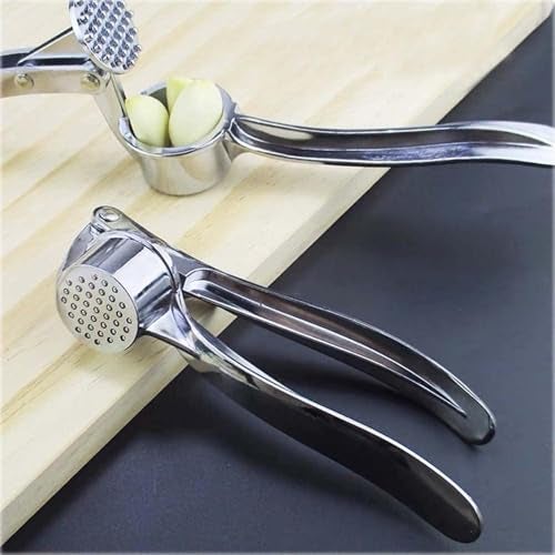 BLLUEX Stainless Steel Hand Press Garlic Crusher for Kitchen Cooking | Multi-Function Manual Pressed Mincer Cutter for Garlic & Ginger | Easy to Squeeze & Clean for Kitchen (Silver) - Image 4