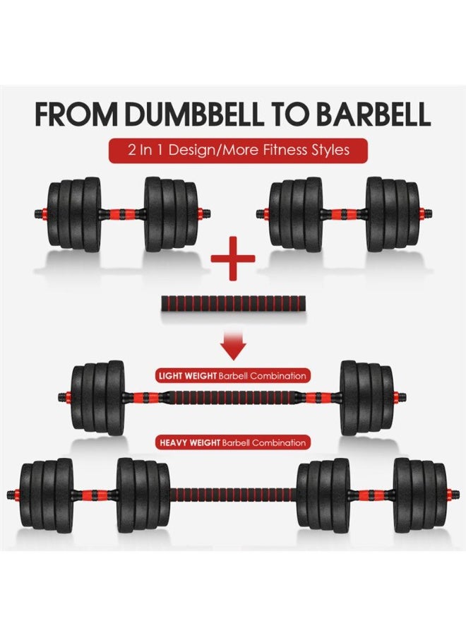 Canadel Adjustable Dumbbell & Barbell Set 20KG, Stainless Steel Handles with Deep Tread, PE Coated Weight Plates, Home Gym Strength Training Equipment with Connector Bar - Image 3