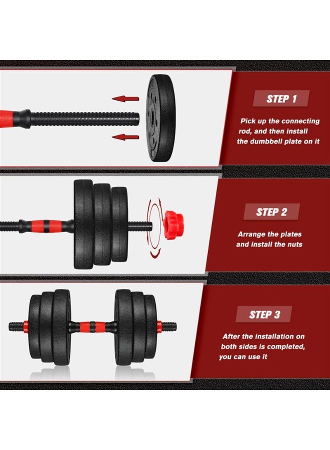 Canadel Adjustable Dumbbell & Barbell Set 20KG, Stainless Steel Handles with Deep Tread, PE Coated Weight Plates, Home Gym Strength Training Equipment with Connector Bar - Image 5
