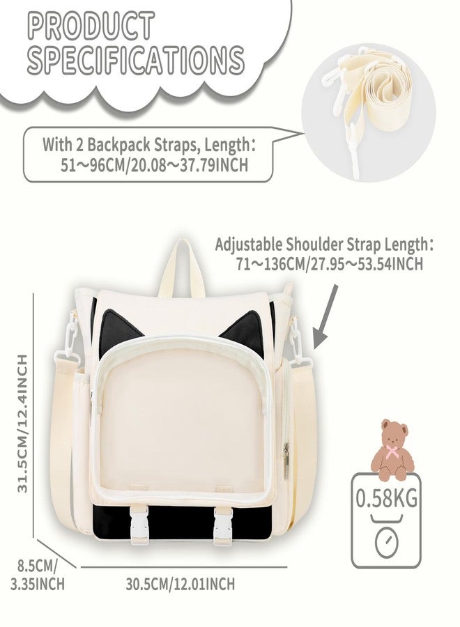 TINYAT Kawaii Ita Bag Backpack Cute Backpack for Women Men Pin Display Bag Aesthetic Cat Ita Daypack Crossbody for Anime Y2K - Image 3