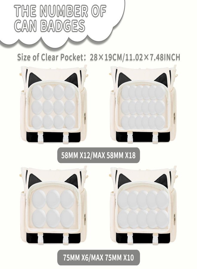 TINYAT Kawaii Ita Bag Backpack Cute Backpack for Women Men Pin Display Bag Aesthetic Cat Ita Daypack Crossbody for Anime Y2K - Image 4