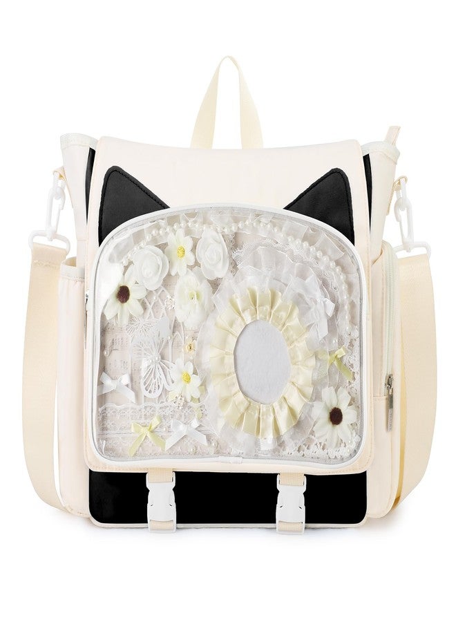 TINYAT Kawaii Ita Bag Backpack Cute Backpack for Women Men Pin Display Bag Aesthetic Cat Ita Daypack Crossbody for Anime Y2K - Image 1