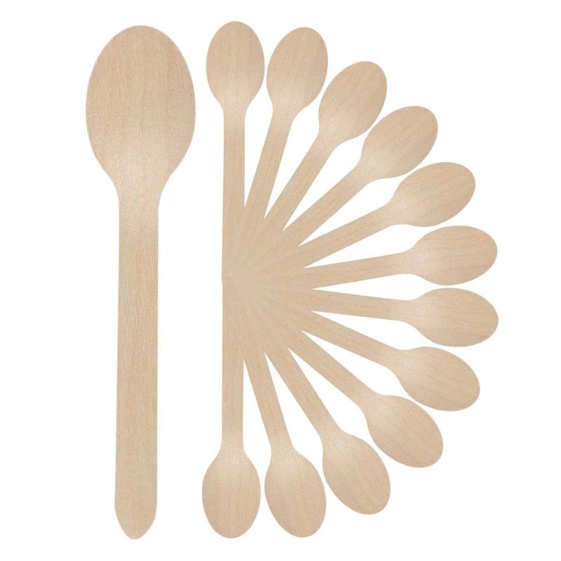 Avenn Disposable Wooden Spoon 140 mm Mini Taster Spoon Pastry Ice Cream Spoon Eco Friendly Bio Degradable for Home Use Dining Spoons Ideal for Kids Birthday Wedding Party 400 - Image 1