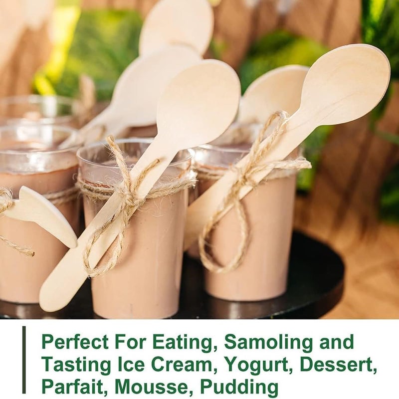 Avenn Disposable Wooden Spoon 140 mm Mini Taster Spoon Pastry Ice Cream Spoon Eco Friendly Bio Degradable for Home Use Dining Spoons Ideal for Kids Birthday Wedding Party 400 - Image 4