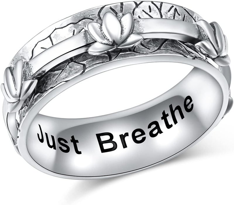 Ladytree Anxiety Relieve Spinner Rings Sterling Silver Worry Stress Relieving Boredom ADHD Autism Ring for Women Men - Image 1