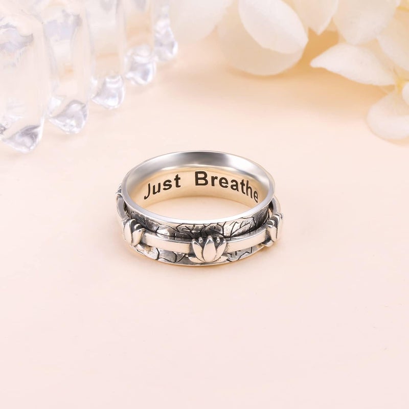 Ladytree Anxiety Relieve Spinner Rings Sterling Silver Worry Stress Relieving Boredom ADHD Autism Ring for Women Men - Image 5
