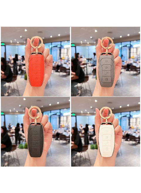 Suitable For BYD Key Set Han Ev Song Plus Tang Dmi Seal Yuan Qin Plus Buckle Expulsion Frigate Shell Bag-Color:Single Shell + Gold Diamond Ring (remark Color When Placing Order, White By Default))