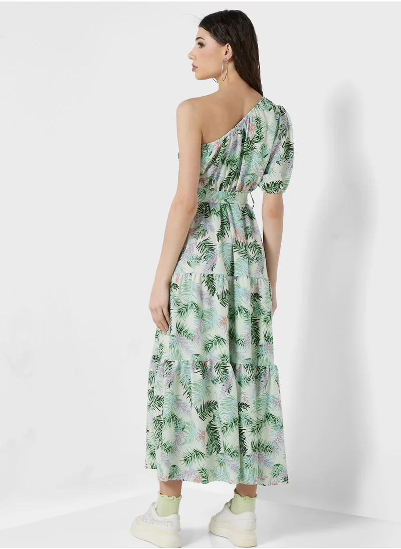 Ginger One Shoulder Printed Dress