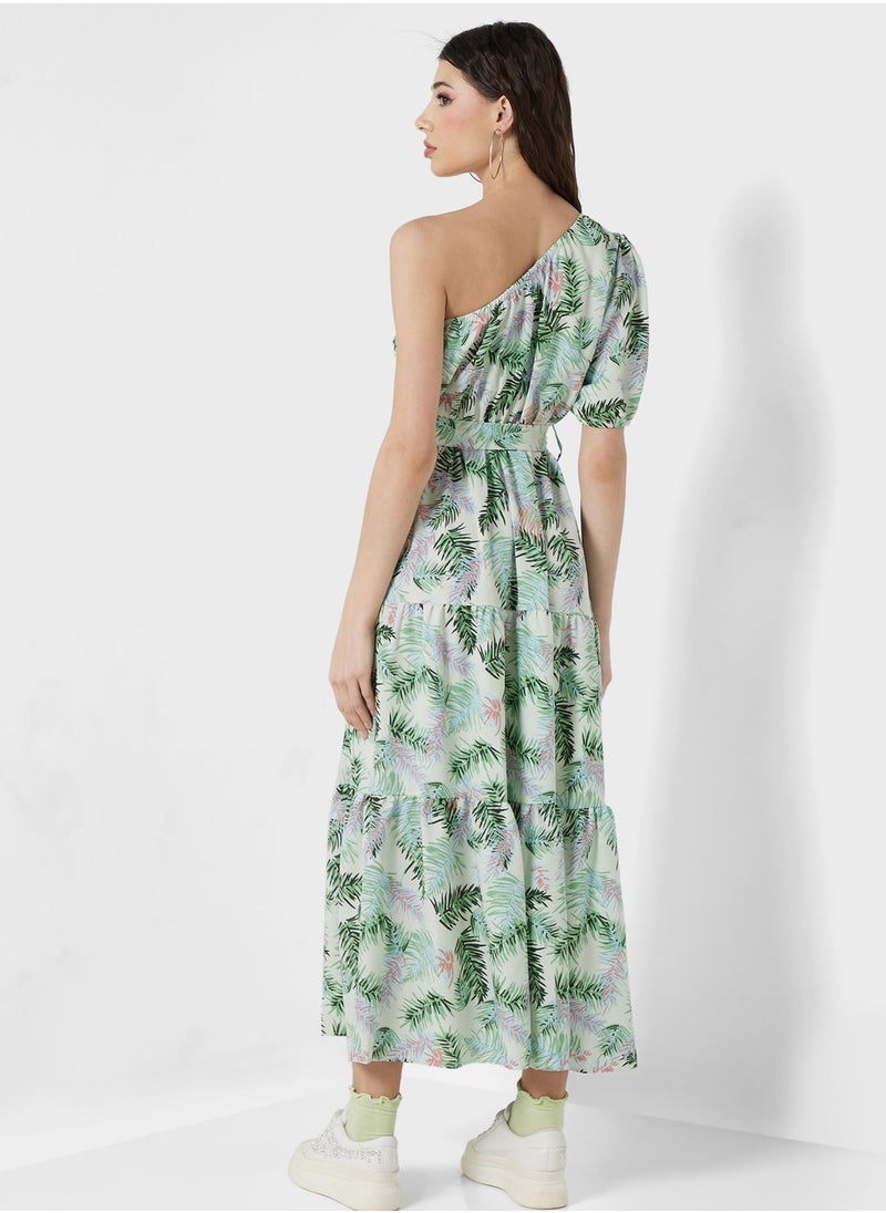 Ginger - One Shoulder Printed Dress - Image 1
