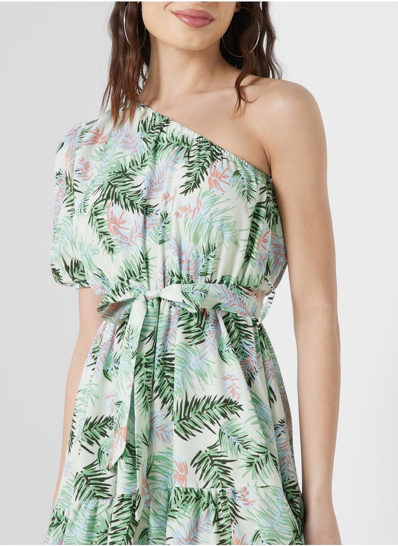 Ginger - One Shoulder Printed Dress - Image 1