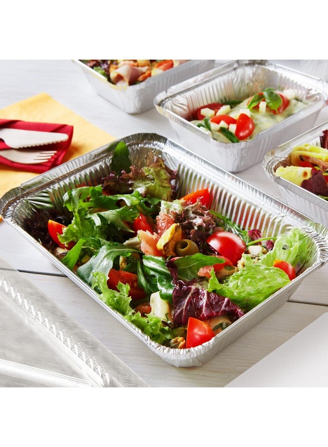 Nicole Home Collection Aluminum Pans With Lids - 50 Count - 1LB Oblong Pans (5"x4")- To Go Containers With Lids - Disposable Tin Foil Pans - Perfect For Catering, Meal Prep, Baking, Freezer Safe - Image 5