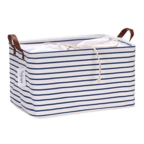 Hinwo 31L Large Storage Bins, Closet Organizers and Storage, Shelf Baskets, Foldable Clothes Storage Baskets with Handles, Containers for Clothing, Blanket, Towels, Toys, Bedding (Navy Stripe) - Image 5