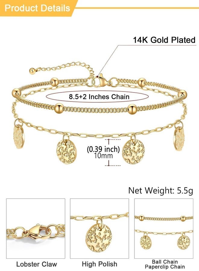 يو7 خلخال ذهبي من يو 7 للنساء، مقاوم للماء، قابل للتعديل، سلسلة ذهبية متعددة الطبقات، لا يتغير لونه - Image 4