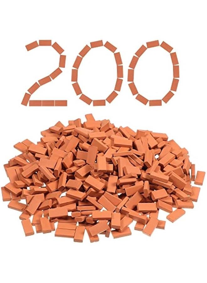 200 قطعة طوب صغيرة لتنسيق الحدائق، طوب مصغر للحرف اليدوية، كتل مزيفة واقعية لإكسسوارات الدمى وحدائق 1/35 مقياس  - Image 1