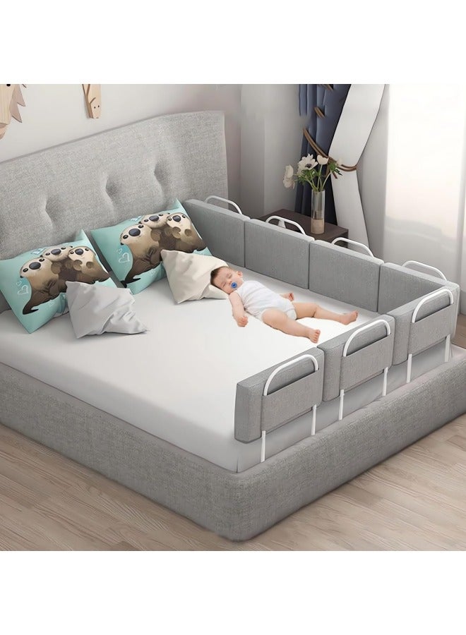 GGEROU حاجز حماية للسرير مكون من 3 قطع، حاجز حماية للسرير، حاجز حماية للسرير لأسرّة الأطفال، حاجز حماية قابل لتعديل الارتفاع 50×28 سم، رمادي - Image 2