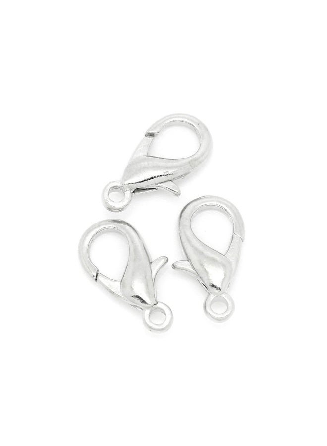 Yueton Curved Lobster Clasps-100Pieces 7X12Mm Silver Plated Lobster Claw Clasps Diy Jewelry Fastener Hook Necklace Diy Fasteners  Silver - Image 4